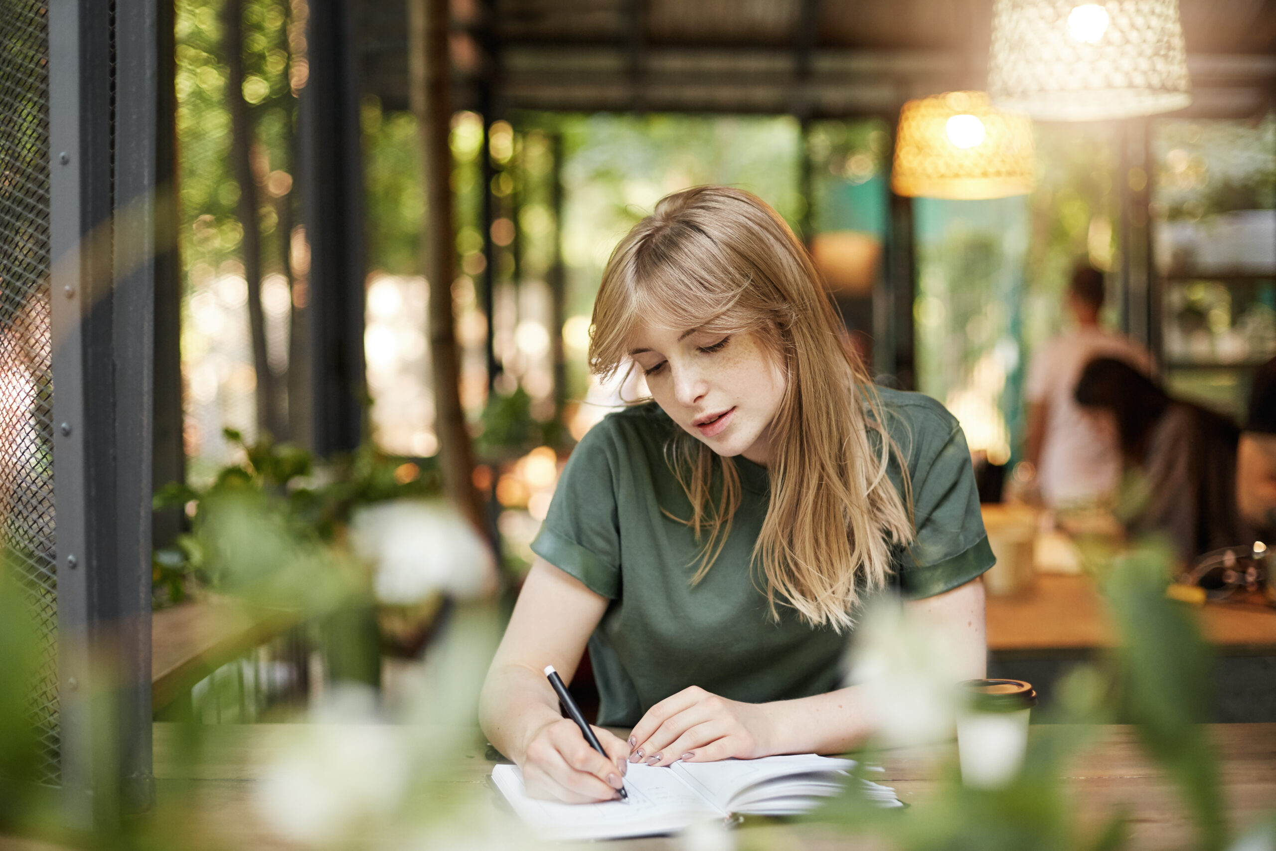 Student studying outdoors